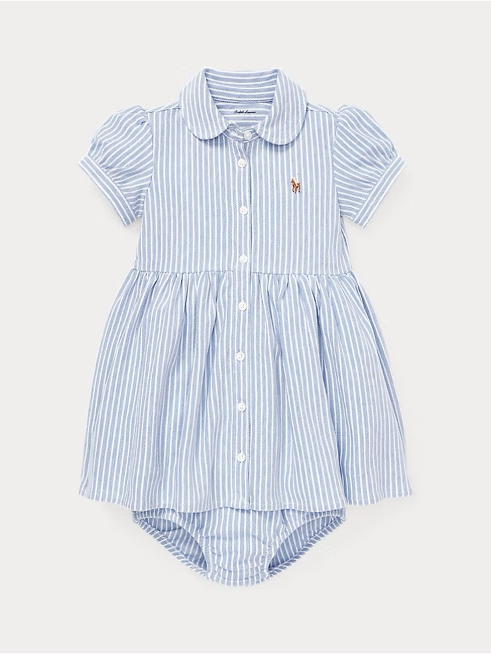Ralph Lauren Light Blue & White Striped Polo Dress